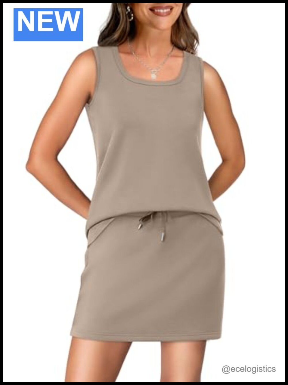 Women's 2-Piece Skirt Set Sleeveless Tennis Golf Outfit Rayon Nylon Spandex